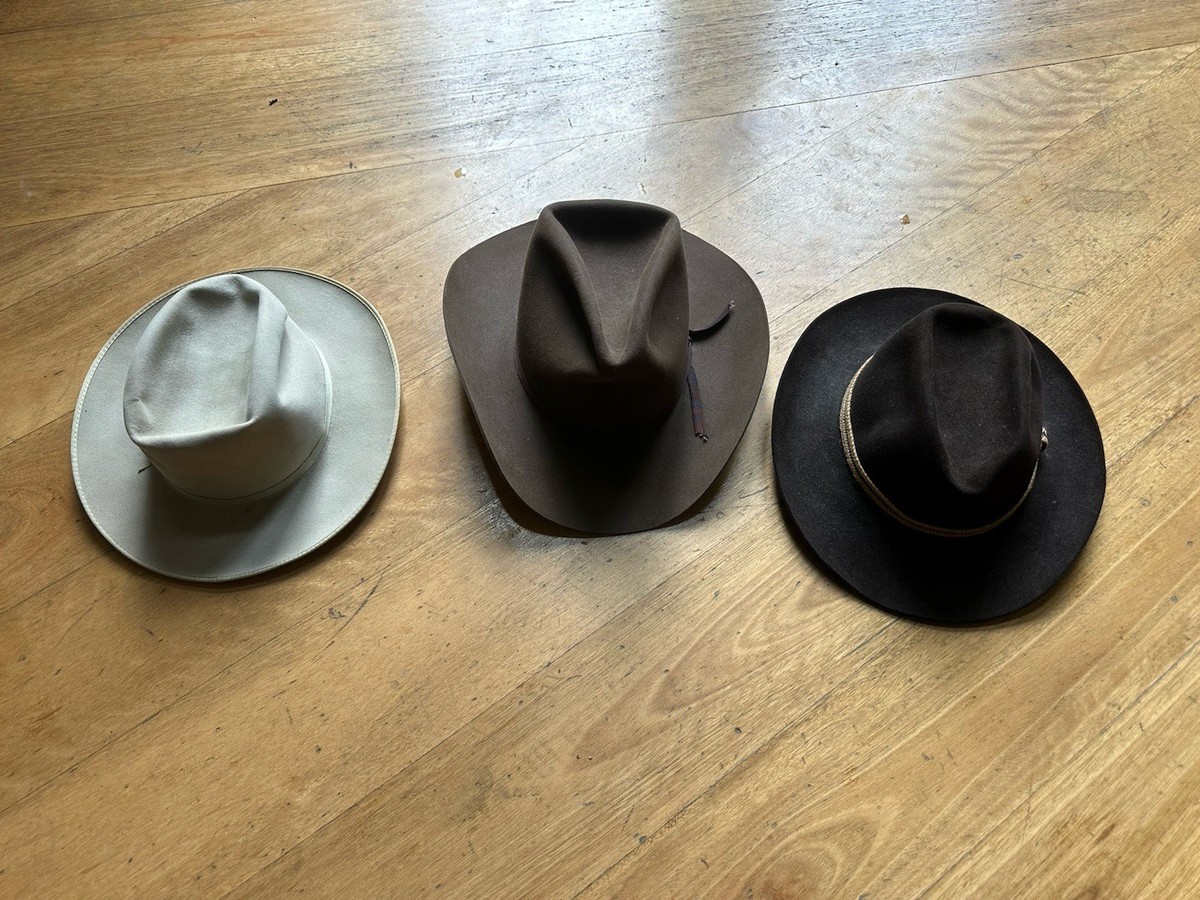 Two Stetson hats Gun Club 3x Beaver Open Road 4x 1 Resistol 3x