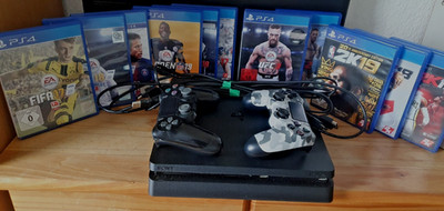 Sony PlayStation 4 Slim 1 TB , Inkl. 2 Controllers, Fifa-NBA2K-MADDEN 17,18,19+