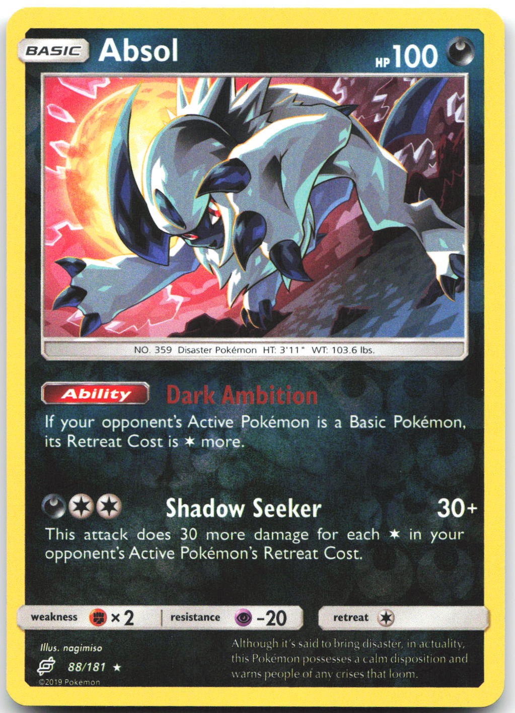 Absol 88/181 Holo Rare Team Up Pokemon Reverse Holo Near Mint
