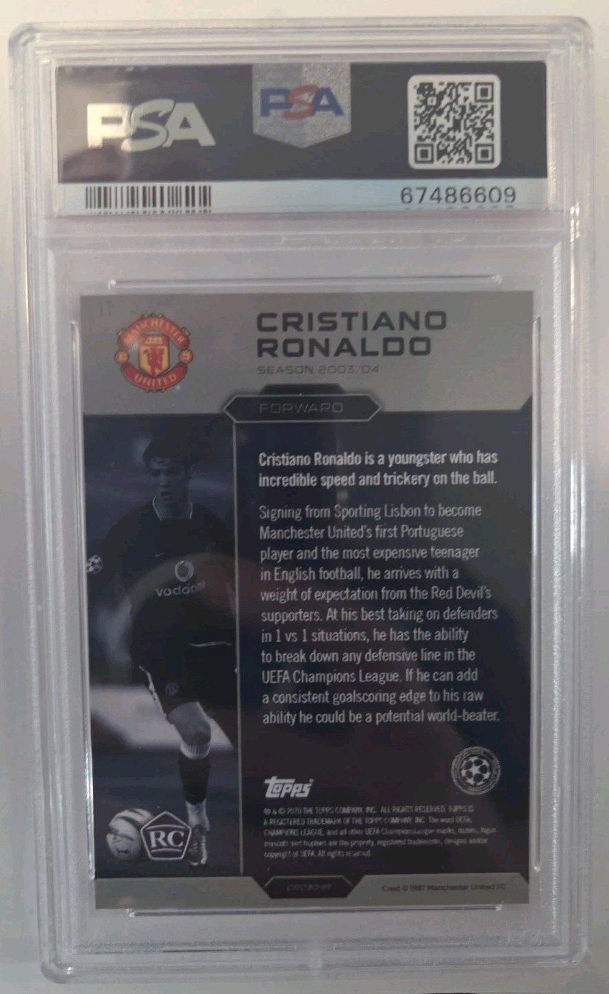 2020-21 Topps the Lost Rookie Cards - Cristiano Ronaldo PSA 9 view 2