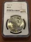 1923 Peace Dollar NGC MS 63 $1 Silver