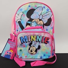 Disney Minnie Mouse Niñas Rosa Mochila Escolar Aislada Fiambrera Bolsa Conjunto