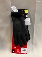 Spyder Black Stretch Fleece Leather Palm Touch Tip Gloves 3M Insulated Size S