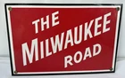 VINTAGE MILWAUKEE RAILROAD PORCELAIN SIGN TRAIN STATION GAS OIL FREIGHT TRAIN