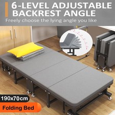 Heavy Duty Single Folding Bed With Mattress Camping Travel Single Guest Bed
