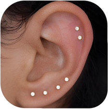 10 Pairs Small CZ Stud Earrings Hypoallergenic Surgical Steel Women Tiny Stack