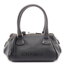 Chanel Leather Handbag Women Black One Size