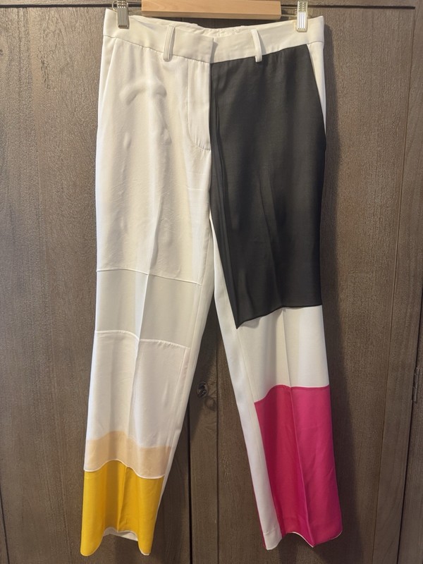 Helmet Lang Silk Women Pants Pink Yellow Black White Size 2 Small $495 Nordstrom