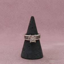 sterling silver emerald-cut cz engagement ring size 6