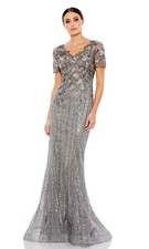 Mac Duggal New Embellished V Neck Cap Sleeve Trumpet Gown Size 16 798.00