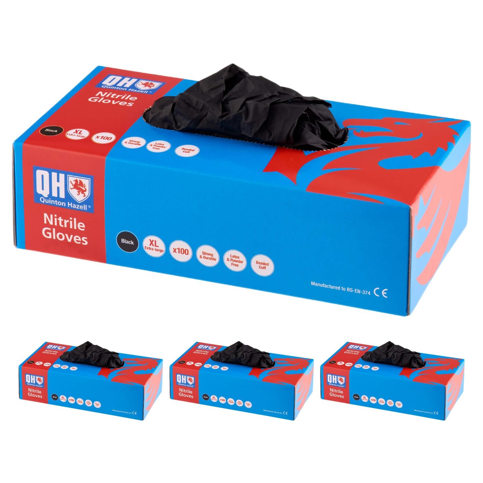 400 Black Disposable X Large Nitrile Gloves Powder Free Latex Free Multi Purpose