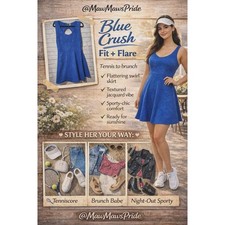 BLUE CRUSH FIT & FLARE Vibe Sportswear Dress XL Textured Jacquard Keyhole XL