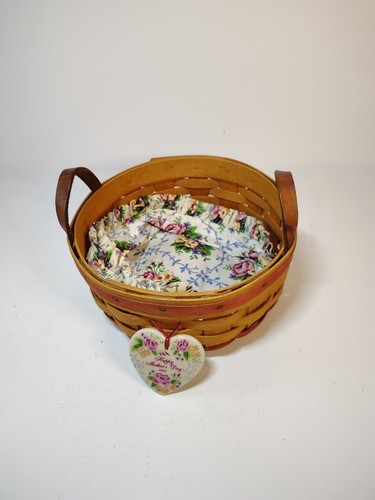 Longaberger Happy Mother's Day 1995 Basket-Fabric-Plastic Liner - Heart Tie On