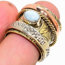 Natural Republic Larimar Gemstone 925 Sterling Silver Ring Size 7 A993