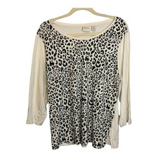 Chico's Blouse Women's Size XL Zenergy Animal Print Long Sleeve Chicos 3