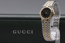 [Near MINT Full Set] Gucci 9000L 11P Diamond Black Dial Qz Women's Watch Japan