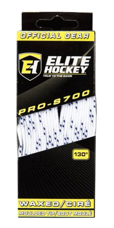 Elite Pro S700 WAXED Molded Tip Laces-White/Navy Many Sizes Available