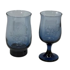 VTG Pfaltzgraff Yorktowne Blue Glass Wine Gob...