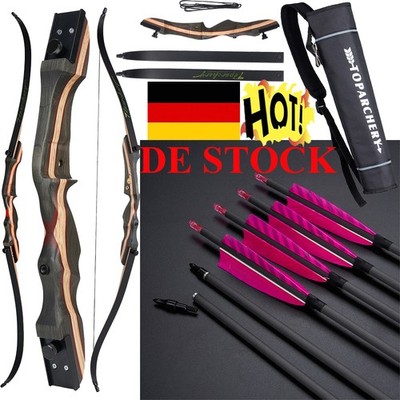 62'' Bogenschießen Takedown Recurvebogen 25-45LBS Holzbogen Für Jagd Zielscheibe