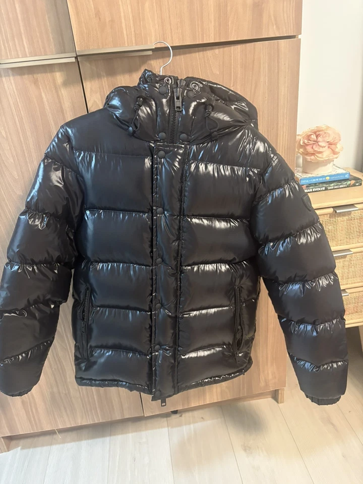 Abrigo Ralph Lauren Para Hombre Pequeño Plumón Abombado Doble Capucha Cremallera Babero Negro Brillante Foto 2 de 4