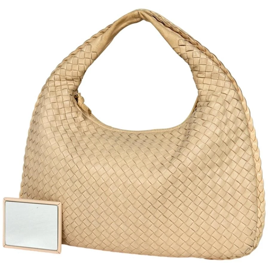 Bottega Veneta — Bottega Veneta Intrecciato Hobo Leather Beige Shoulder Bag 115653 #BS646