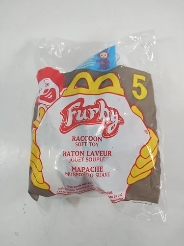 McDonald's 2000 Furby Keychain Raccoon  #5 Happy Meal Toy SEALED Bag New NIP Vtg
