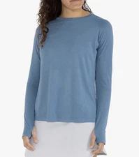 Free Fly Womens Bamboo Everyday Flex Long Sleeve Top Shirt XS Cape Blue