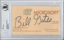 SIGNED Bill Gates Business Card Cut Beckett BAS COA AUTOGRAPH Microsoft Founder