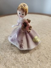 Josef Originals February Birthday Girl Figurine Amethyst Stone.