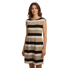 Calvin Klein Striped Business Casual Stretch Cap Sleeve Mini Sheath Dress Sz 6
