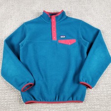 Patagonia Kids XL 14 Lightweight Synchilla Snap-T Fleece Pullover Teal Red
