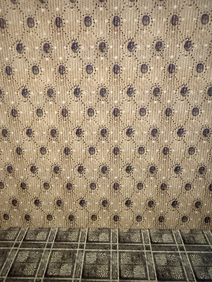 DOLLSHOUSE RESTORATION Handarbeit Reproduktion Puppenstubentapete - Grüner Käfer