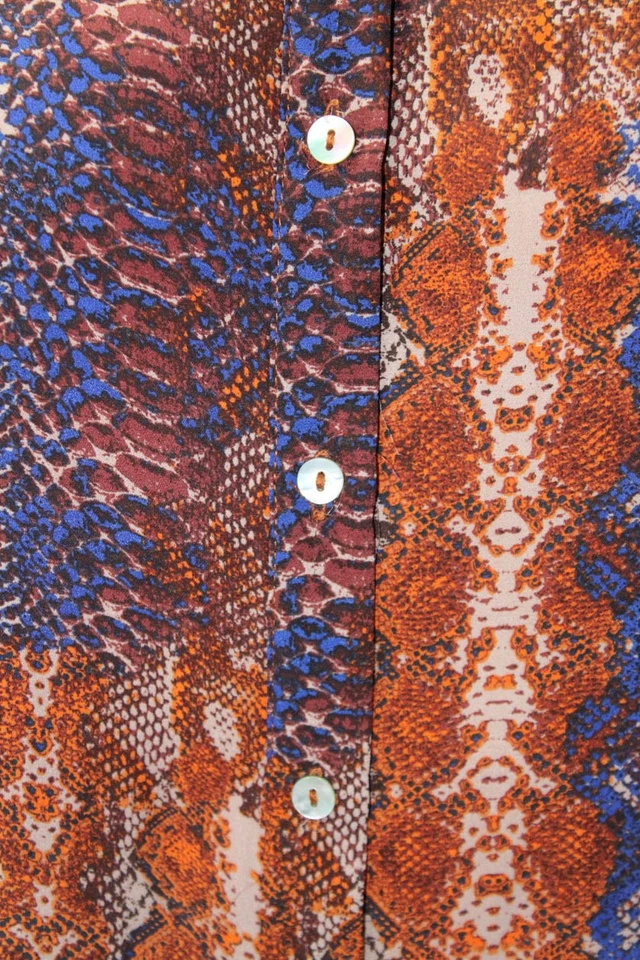 Женская текстурированная блузка Nanette Nanette Lepore с длинным рукавом с анималистическим принтом оранжевая Si - Изображение 4 из 4