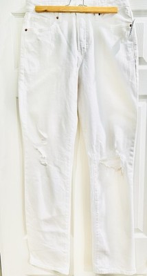 NWT Old Navy Women's High Rise Distressed O.G. Straight White Denim Jeans, 8