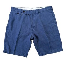 Vintage Polo Ralph Lauren Bradbury Fit Linen Shorts Mens 36 Blue Chino Bermuda