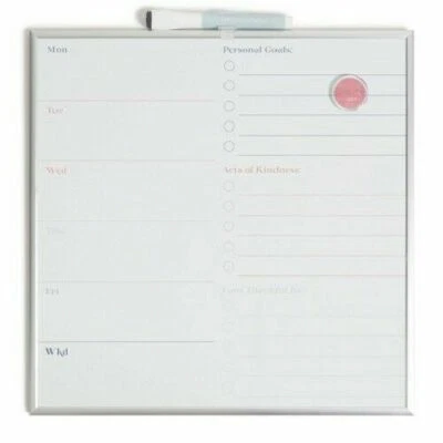 U BRANDS LLC Magnetic 14" Whiteboard Dry Erase Pen Board With Marker Glossy Weekly Planner