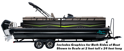 Zig Zag Green Black Mesh Graphic Kit Decal Fishing Boat Wrap Pontoon Vinyl