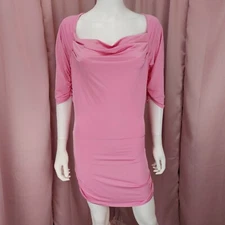 Sean John Women's Pink Half Sleeve Ruched Bodycon Sheath Dress Large NWT