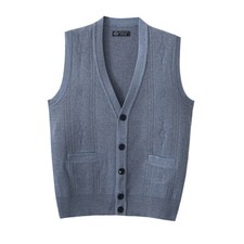 Men's Knitted Vest Sweater V-Neck Button Sleeveless Cardigan Knitwear Casual