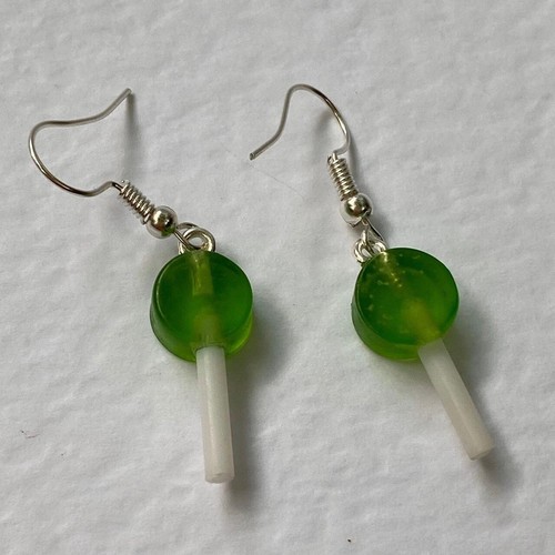 Small green Heart Lollipop earrings, lots of lengths , Lolly kitsch - Picture 59 of 64