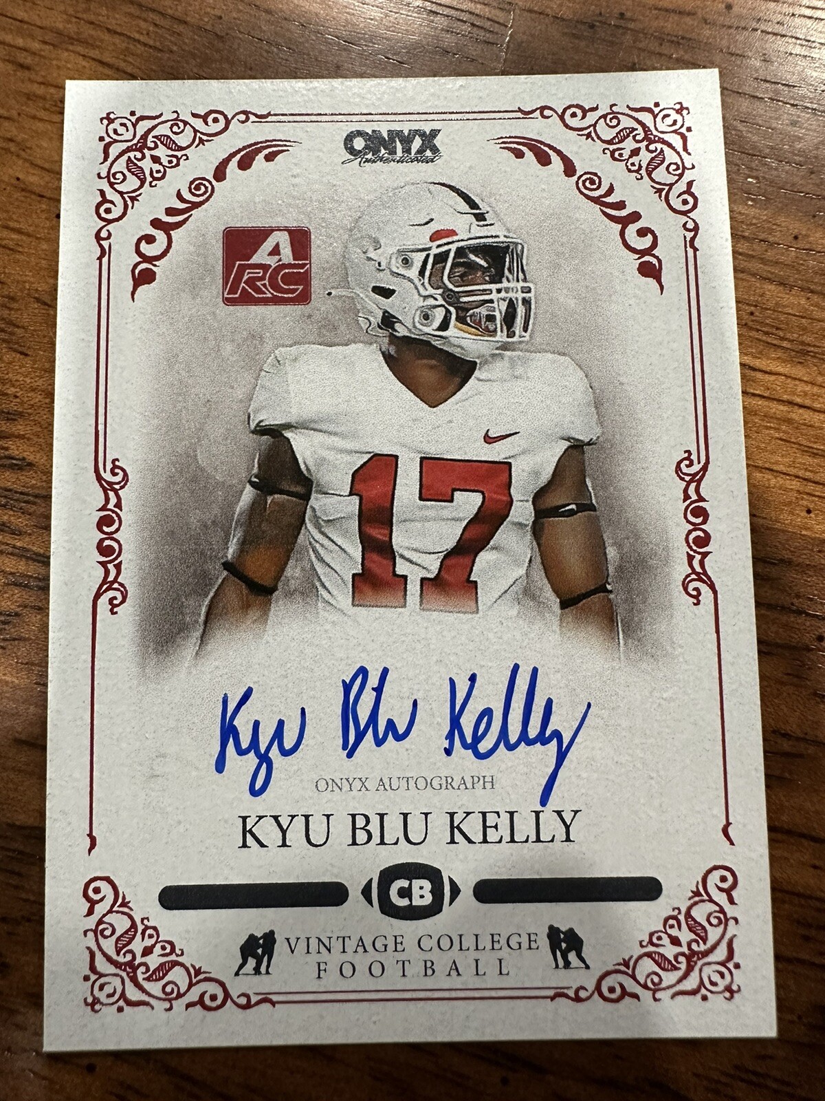 Kyu Blu Kelly Auto 2022 Onyx Vintage College RC Rookie /300