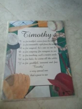Baseball Bordered Personalized Poem for “Timothy” 8 ½” X 11” Ready To Frame