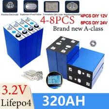 8/4PCS 3.2V LiFePO4 Lithium Ion Battery Cell 11000+ Cycle 320Ah Lifepo4 DIY 24V