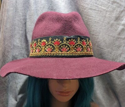 Maradji Burgundy Wool Felt Gold Floral Victor Hat Maradji Burgundy Wool Felt Gold Floral Victor Hat main image 3