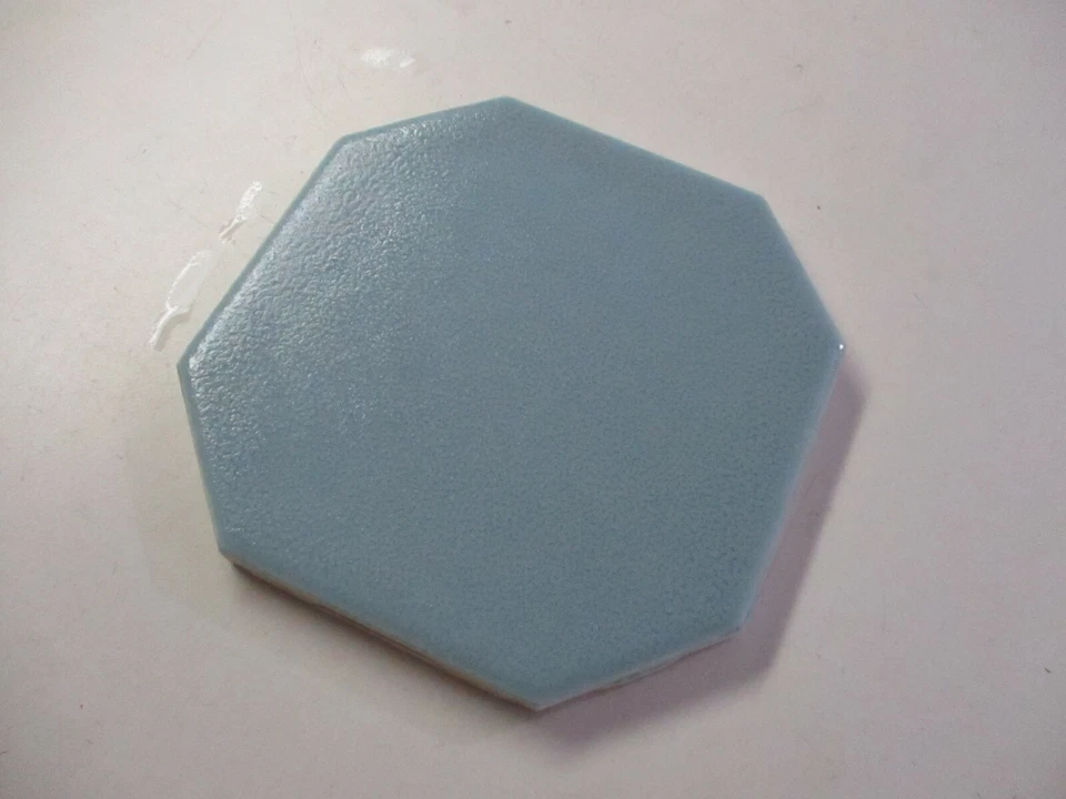 1 Floor Tile Olean AO 1970 USA 4-1/4" Octagon Crystalline Gloss Sky Blue Ceramic - Image 4 of 4