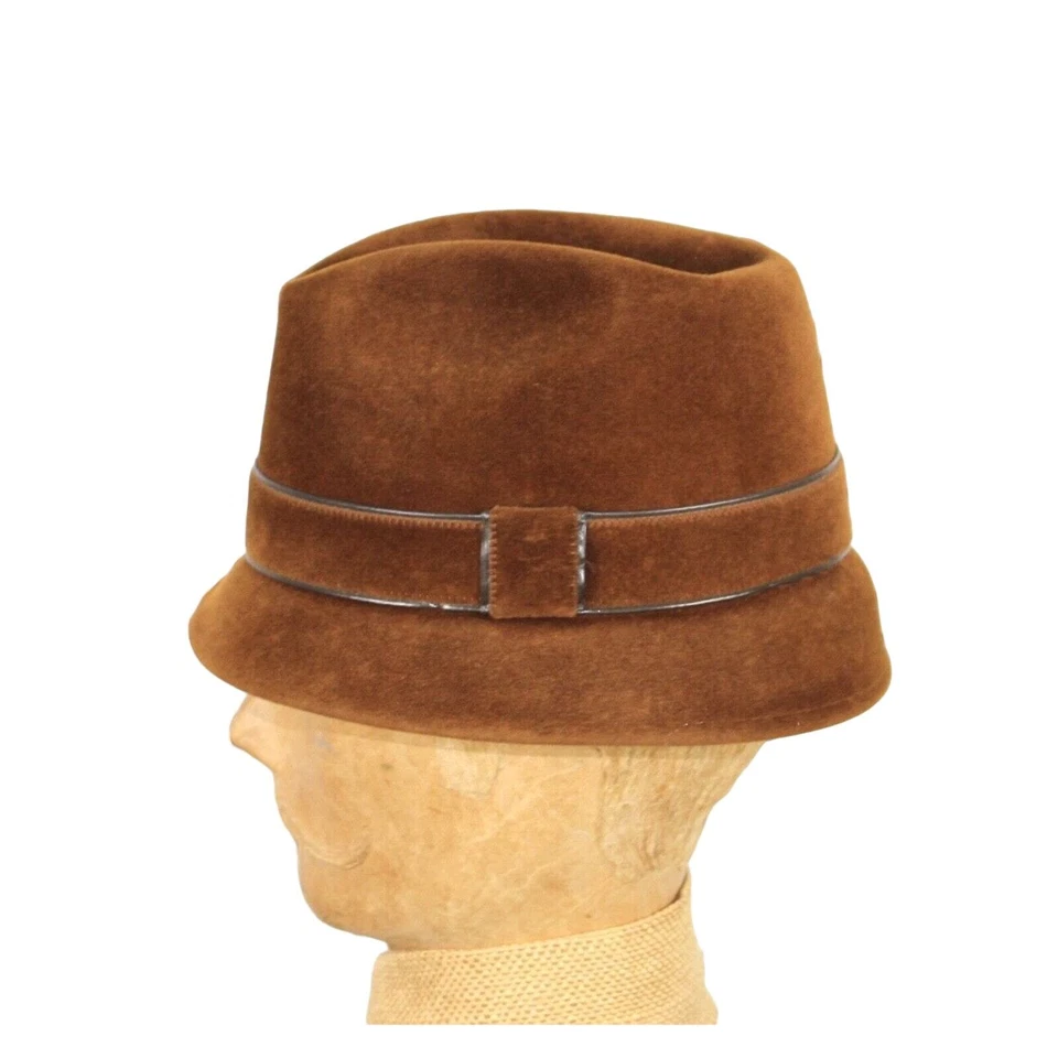 RETRO vtg The Stetson Playboy Fedora Hat size 7 Brown 3x Fur With feather - Image 4 of 4