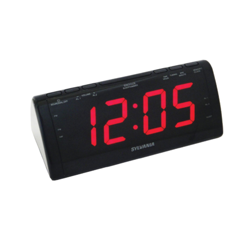 Sylvania Dual Alarm Clock Radio AM/FM LED Snooze Dimmer SCR1206BPL for