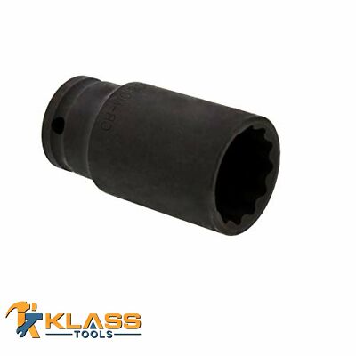 34 mm. x  1/2'' Drive, Deep 12 Point Deep Spindle Axle Nut Socket