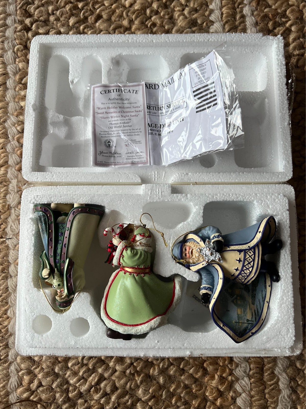 Thomas Kinkade Christmas Ornaments Old World Santas Set #7 with COA