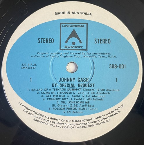 Johnny Cash By Special Request Vinyl Record 12” 33 RPM 398-001 Summit 1970 - Picture 3 of 24